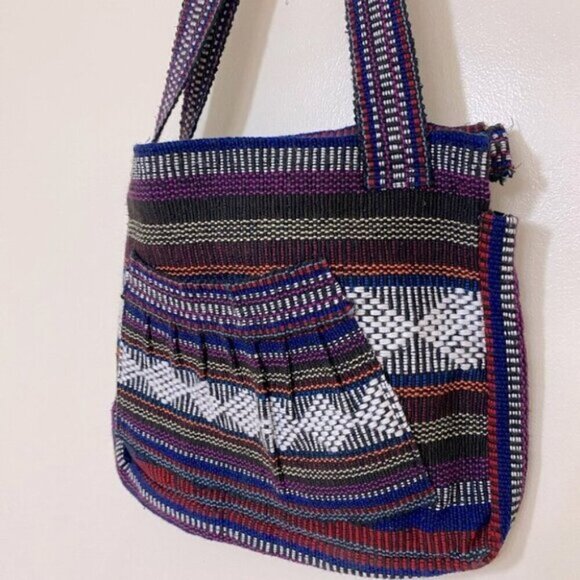 Medium Woven Multicolour Abanico Bag Shoulder Bag Purse - Picture 8 of 8